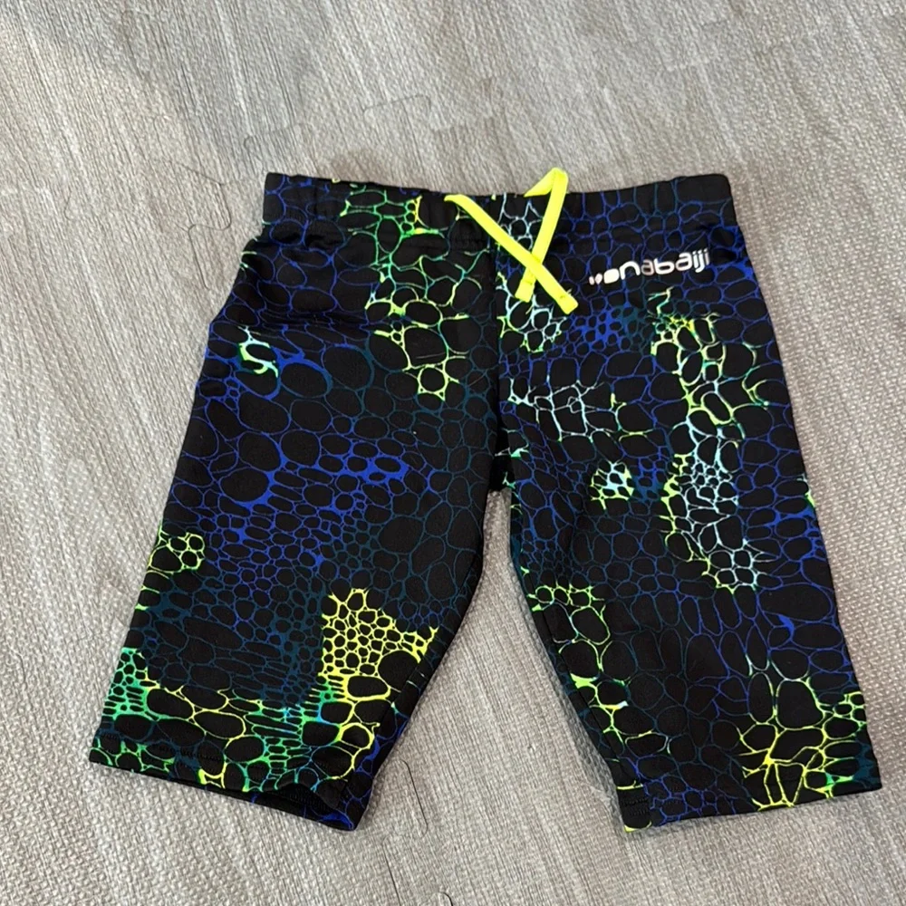 Kids Swim Shorts - Black and Green
